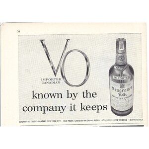 Seagrams VO Canadian Whisky ADVERT 1950s Vintage Print Ad